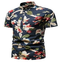 Haite Muškarci Henley vrat Majica Casual Loose ljetni modni vrhovi Casual Baggy Loot Fit bluza Cvjetni