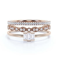 Zasljepljujući 1 karat baguette rez trilogijski dijamantni prsten za angažman, nježan vjenčani prsten