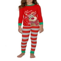 Calsunbaby Božićna porodica Usklađivanje pidžama Set Print Okrugli ovratnik vrhovi Stripe pantalone