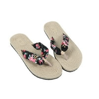 Atereaty par ženske papuče klinovi imitaciju slame ravni cvjetni casual putnički jednostavno plaže cipele