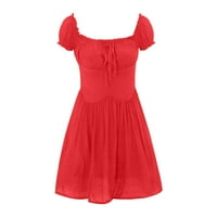 SHPWFBE Ljetne haljine za ženske ležerne haljine za ženska posteljina majica tuničke suknje okrugla