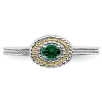 Carat lab kreirao je smaragdni prsten u srebru sterlinga sa 14k zlatnim naglaskom