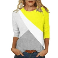 PBNBP majice za žene za žene Geometrijsko print Crewneck Blokiraj u boji Loot Fit Dressy Majica, Ljetne