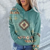 MLQIDK ženske dukseve Grafički zapadni etnički stil Geometrijski tiskani pulover s dugim rukavima vrhovi