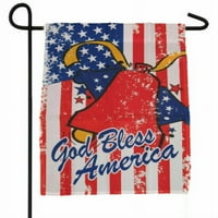 4. jula Bog Bless Bell Garden Baner zastava 12 X18 rukav poli