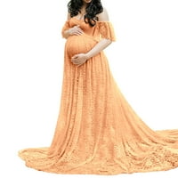 Opremljena dugačka haljina za majčinstvo Ženska čipka materinstvo za kratkih rukava s kratkim rukavima,