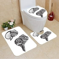 Ručno nacrtano morsko školjke u kupaonici set za kupac Contour mat i toaletni poklopac poklopca