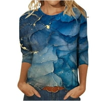 Ženska modna tiskana labava majica Srednja rukava Okrugli vrat Ležerne prilike Plus size Bluzes Košulja