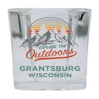 Grantsburg Wisconsin Istražite na otvorenom Suvenir Square Square Base alkohol Shot Glass 4-pack