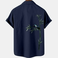 Aueooeo Muški ispisani uzorak Ležerne modne rever kratke rukave za bluze za bluze vruća prodaja