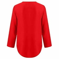 EGMY ženske ljetne majice s dugim rukavima Zip Ležerne prilike TUNIC V-izrez