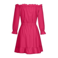 Klubske haljine za ženska noćna noć boemian van ramena dugih rukava A-line mini haljina vruća ružičasta