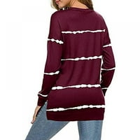 Baywell Womens Labava Crewneck Ležerna majica Top Soft Striped tunike s dugim rukavima TEE za nošenje s namirnicama
