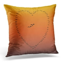 Šareno jato ptica u silueti koja leti Oblik ljubavnici Srčani seoski jastučni jastučni poklopac