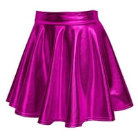 Twifer suknje za ženske povremene modne modne sjajne metalne plamene nagnute a-line mini suknja