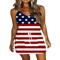 Luxplum dame klizne haljine bez rukava kratke mini haljine američke zastave za zastavu ljetno plaže