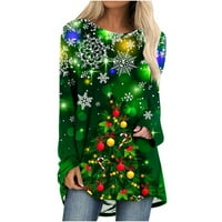 Božićne tunike za žene koje treba nositi sa gamašima Trendy svjetlo gore sjajni stablo Snowman Print