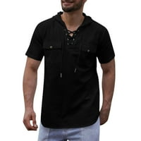 Polo majice za muškarce Majica sa čvrstim kapuljačom Laice Labavi bluza s kratkim rukavima