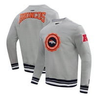 Muški PRO standard Heather Sivi Denver Broncos Crest Grb Pulover Duksera