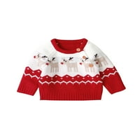 Božićni duks djece, okrugli vrat dugih rukava sa labavim džemper sa uzorkom ELK-a za proljeće i zimu