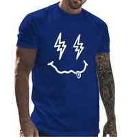 Muška ljetna moda Casual Okrugli vrat Mali ispis majica s kratkim rukavima Majica Muški T majice Plavi