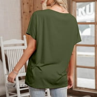 Caveitl Women Thirt, Ženska okrugla vrat Jednobojna labava majica kratkih rukava Top Green, S