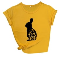Bazyrey Women vrhovi modne žene casual kratkih rukava zečji print tisak tee majica bluza yellow m