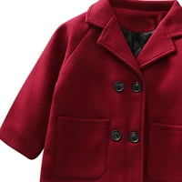 Lilgiuy Little Girls Winter Woolen Coat modni čvrsti boja gusta topla dvostruka koparska rovova Osnovna