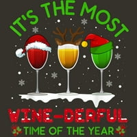 Božićna košulja za vinu Xmas alkohol pidžama PJ vrhovi za žene Juniori Carcoal Siva grafika TEE - Dizajn