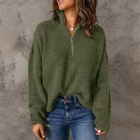 Ženski pulover Dukseri kukičani pulover Dugim rukavima prevelizirani zeleni s