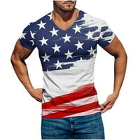 Patriotske majice za muškarce V-izrez kratki rukav ležerni za ispis pulover fitness sportski dan