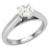 Dijamantni zaručni prsten za žene okrugli Gia certificirani pasijans 4-prong 0. Carat 14k bijelo zlato
