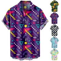 Ležerni gumb s kratkim rukavima niz havajske majice plus veličine Muškarci, muške dimljive bluze