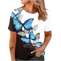 Oslinske majice za žene za žene djevojke vole cvjetni leptir print modne dame bluza na vrhu kratkih