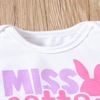 Baby Girl Uskrsni odjeća, slovo kratkih rukava Ispis BodySuit + Mini Bunny set suknje
