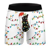 Yubnlvae Muški božićni print ravni slim dugačke prozračne rublja pantalone Sportski modni povremeni