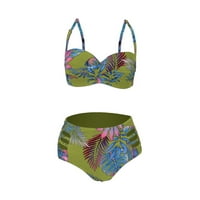 Plus size za kupaći kostim za žene prugastom ispis za pratnje T-leđa Push up dvaju plivanja Kombinate