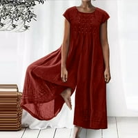 Ženski ljetni casual kombinuits modni čvrsti pamučni posteljina za reprodukciju s kratkim rukavima s