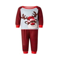 PUDCOCO roditelj-dijete pidžama set Božićni crtani ekran tisak za ispis + prugaste hlače Porodični set
