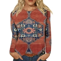 Bluze sksloeg za žene modni ljetni trendy casual bluze vrhovi Crewneck Aztec Etničko tiskane slatke