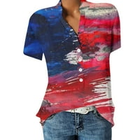 Košulje od 4. jula za žene Trendi Dressy Casely Henley Tunic Tops Gumb Up Majice Majice Kratki rukav