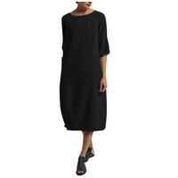Ljetne haljine za ženske rezistered tiskane modne modne površine srednjeg dijela okrugla izrez crna