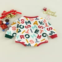 Binweede Toddler Baby Rompers Santa Pismom tiskani casual okruglica Dugih rukava s dugim rukavima za