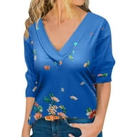 Ženska majica Tech Women Fashion Comfort V izrez s dugim rukavima cvjetni print majica Ženska kompresija
