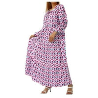 Ženske oblače V-izrez cvjetna haljina dužine lakta srednje dužine maxi haljine ljubičaste l