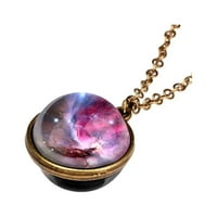 Nakit sjaj u tamnom galaxy sistemu Dvostrano GL Dome planet ogrlice Privjesni ogrlice za žene Legurna