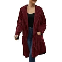 Kali_store jakna za žene Ženska jakna za zip up, dugački kaput s dugim rukavima crveni, s