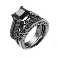 Prstenovi za teen djevojke, 2-in- Ženski vintage dijamantski srebrni angažman vjenčani prsten