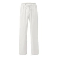 Plus size Ženske hlače čišćenje Ženska casual Solid Boja Modni džep Elastični struk Ravne hlače Bljeskalice Bijelo