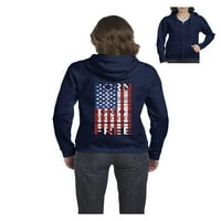 - Ženska dukserica pulover sa punim zip, do žena veličine 3xl - Američka zastava 4. jula